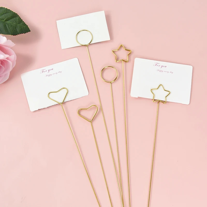 10ks 33,5 cm držiteľ kariet Stick Stick Stick Heart Star Star Flower Bouquet Cake Card Stick Clip Svadba narodeninovej oslavy DIY Dekorácia
