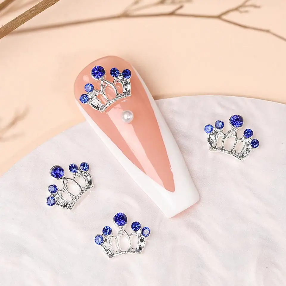 10ks 3d elegantné zliatiny kamienky koruna strieborné nechtové umenie dekorácie trblietky DIY na nechty vŕtačky lepidlo na predaj na nechty