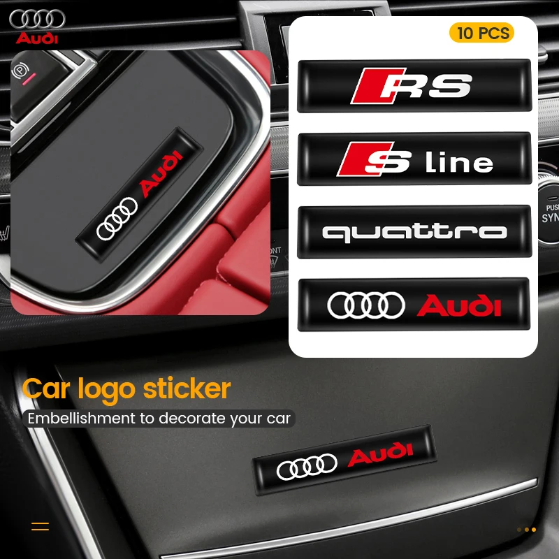10ks 3D epoxy carge nálepky vlajky Zdobenie Zdobenie pre zvuky pre audi rs sline quattro a4 b8 B6 B7 A3 A6 C7 C6 A5 A4 Q5 Q7 A1 Q3 A7