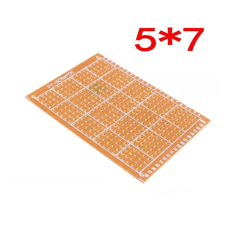 10ks 5*7 PCB 5x7 5cm 7cm DIY Prototyp papier Univerzálna doska žltá