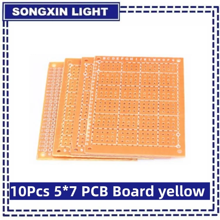 10ks 5*7 PCB 5x7 PCB 5cm 7cm DIY Prototyp papierový papier Univerzálna doska žltá