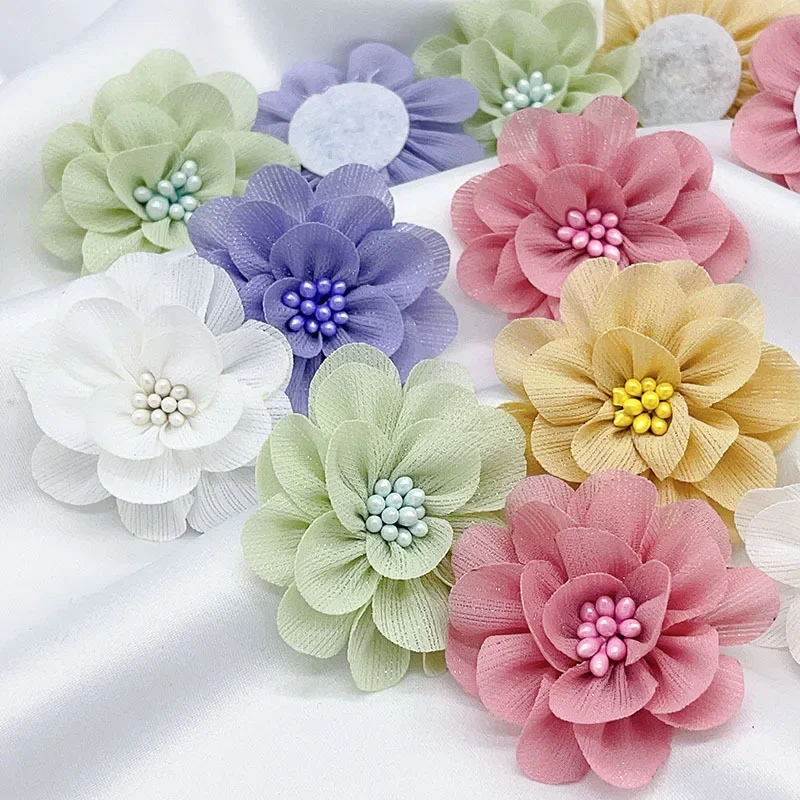 10ks 5 cm ručne vyrábané organza látky kvety Detské oblečenie doplnky Svadobné šaty Headar Clewar Dámske kvet