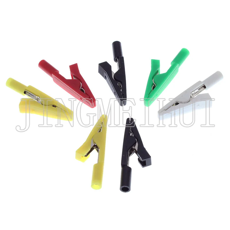 10ks/5Colors Alligátor Clip Electrode Connector pre multimeter alebo kábel s zástrčkou DIN 2,0 mm, EKG EKG EMG príslušenstvo.