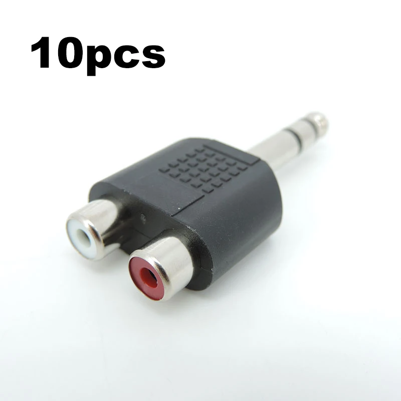 10ks 6,35 / 6,5 mm Muž do duálneho RCA ženského zvukového a video adaptéra Lotus Lotus Tri Split RCA RF Connector AV