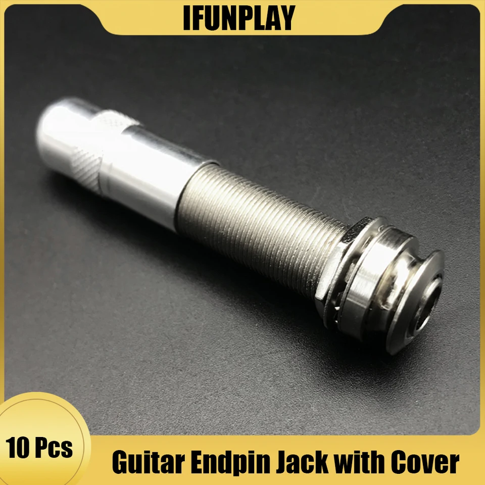 10ks 6,35 mm aoustic Electric Guitar End End Jack Mono výstupný koncový kondpinový zástrčkový zástrčk s chrómom zadného krytu hliníkový materiál