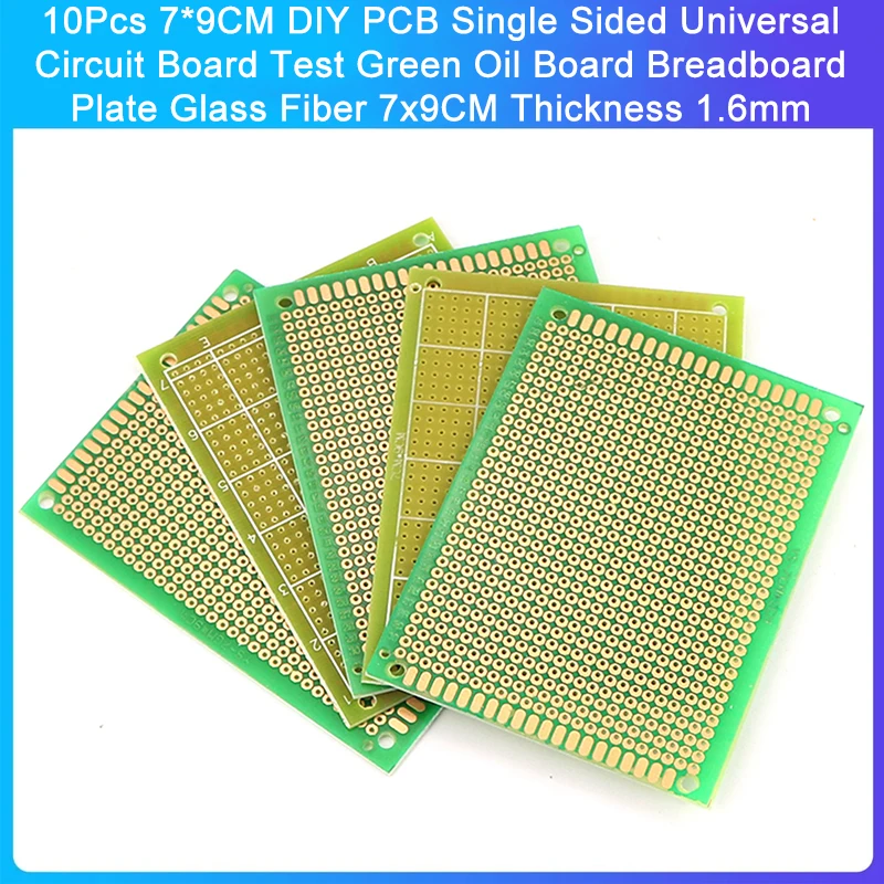 10ks 7*9cm DIY DIY PCB jednostranný univerzálny obvod Green Oil Board Doska Doska sklenená vlákno 7x9cm hrúbka 1,6 mm