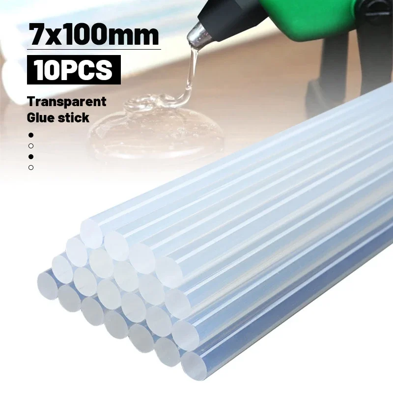 10ks 7mmx100 mm čistých horúcich lepidla na horú tyčinku pre tepelné pištoľ Glue Gun Craft Oprava vysokej viskozity Adhézne tesnenie vosku DIY