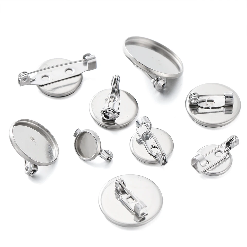 10ks 8-30 mm vnútorná veľkosť z nehrdzavejúcej ocele v štýle brošňa Cabochon Plant Base Cameo Setting Charms Pendant Tray DIY šperky výroby