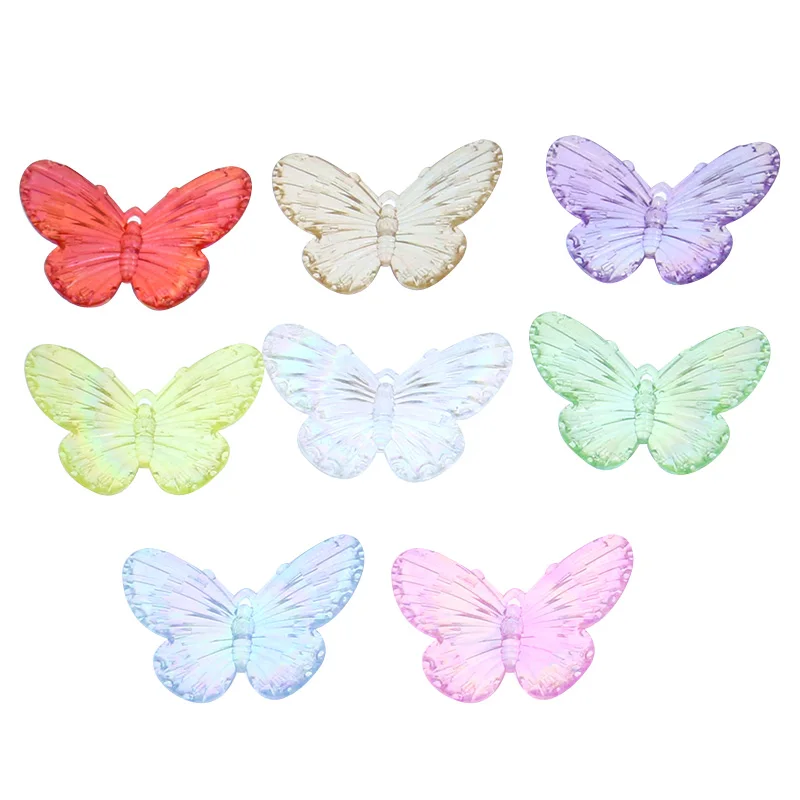 10ks 8 Farba 30*40 mm kúzla živice Gradient Butterfly Módne prívesok Zviera pre domácich majstrov