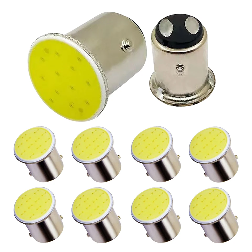 10ks Auto LED žiarovka 12V 1156 BA15S 1157 Bay15D Turn Signal Light COB 12V 180LM Biela automatická záloha Reverzné parkovacie brzdové žiarovky