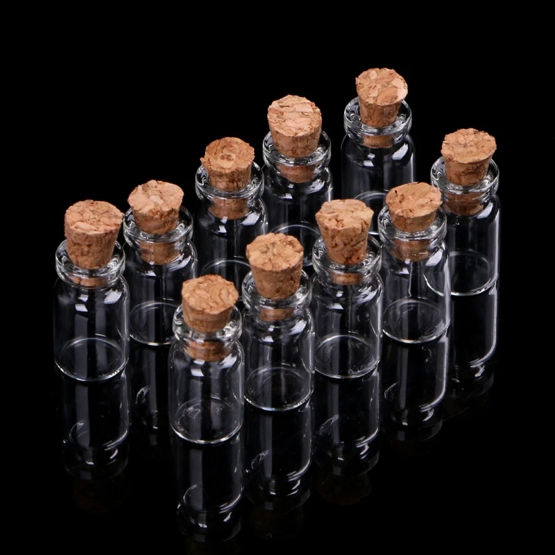 10ks/balenie 0,5 ml Mini Malé malé drobné číry korkový zátkovací sklenený fľaše Vials Veľkoobchod