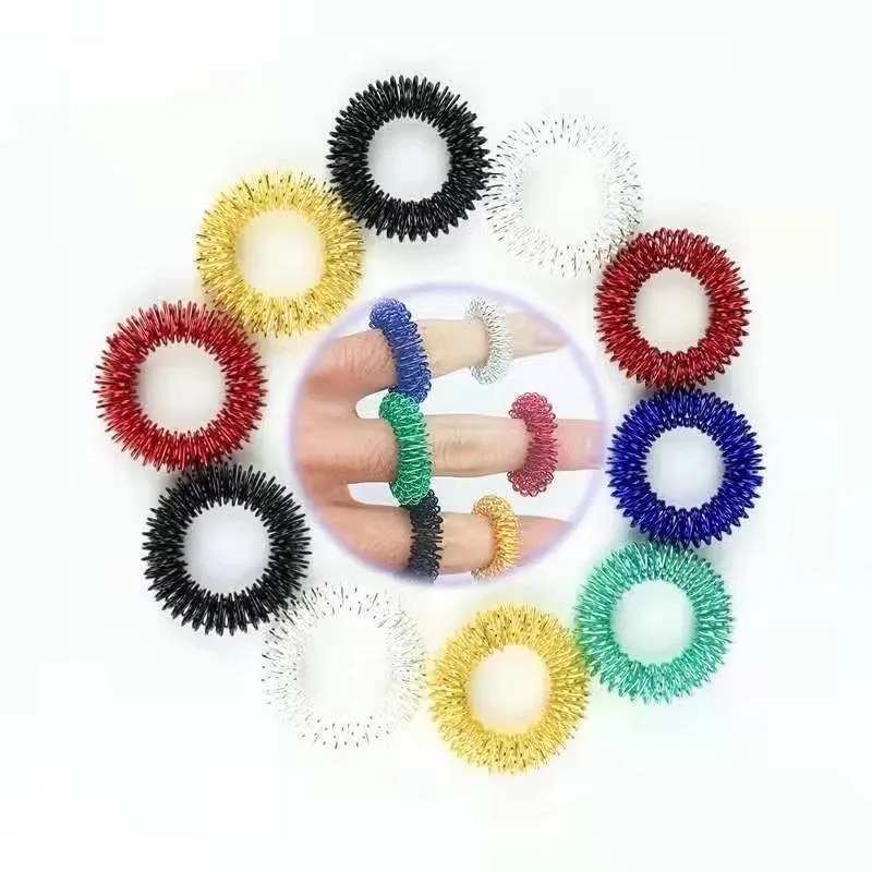 10ks/balenie akupresúre krúžky Spike Sensory Finger Rings Nastavené pre dospievajúcich dospelých
