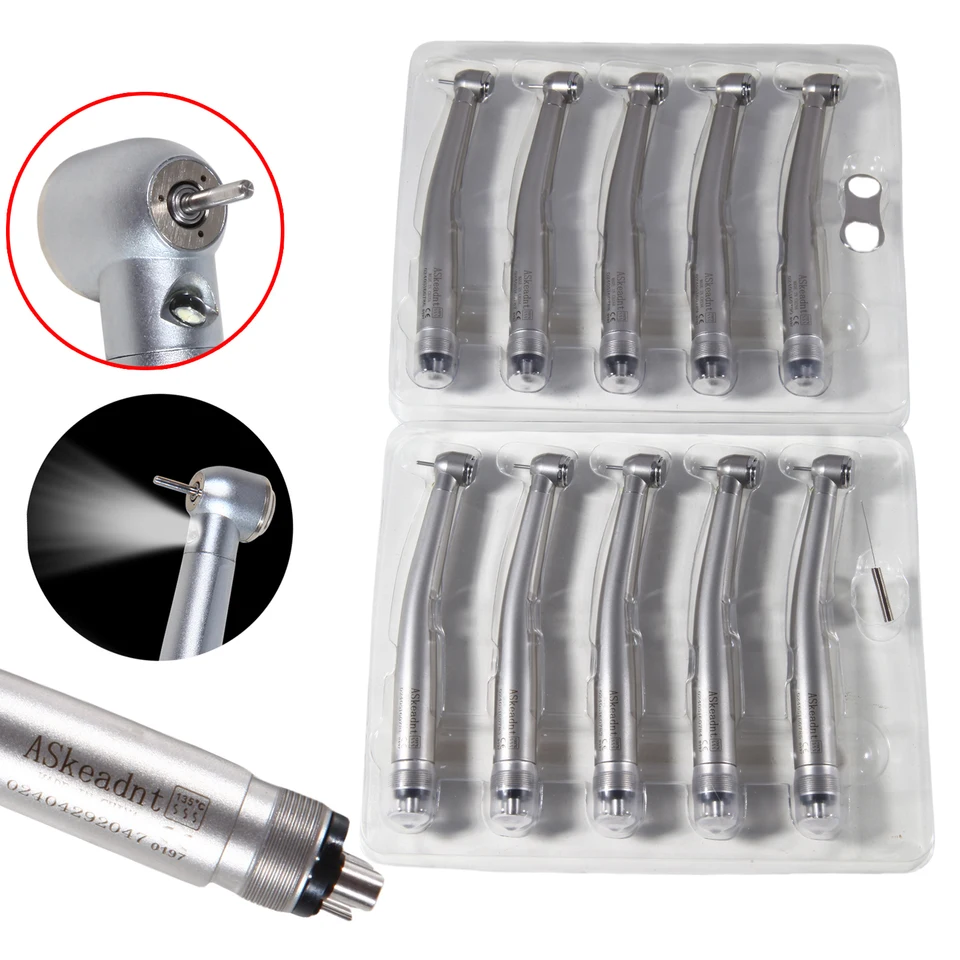 10ks/balenie Askeadnt Dentálne vlákno Optické LED E-generátor E-generátor vysokokorifikovaný násadný kader Push Triple 3way 4-dierka Turbina NSK KAVO STYLE