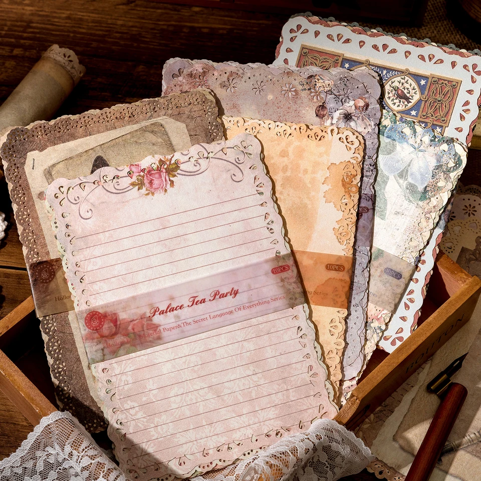 10ks/balenie vintage čipkovaný papier Materiály DIY Photo album Colage Journalling Creative Junk Journal Stouties Supplies