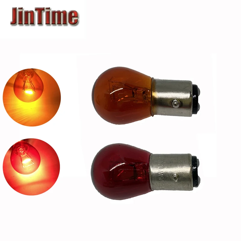 10ks Bay15d 1157 S25 P21/5W Amber Red Car Motocyklový žiarovka sklenená dvojitá vlákna Drl zastavenie brzdenie spätné svetlá lampa DC 12V