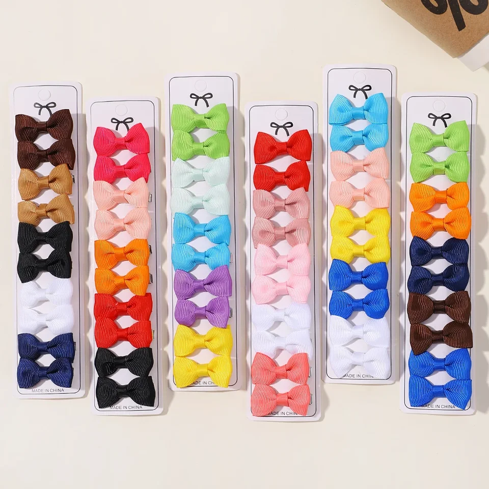 10ks Boutique Ručne vyrobené malé detské luky Grosgrain 1,5 