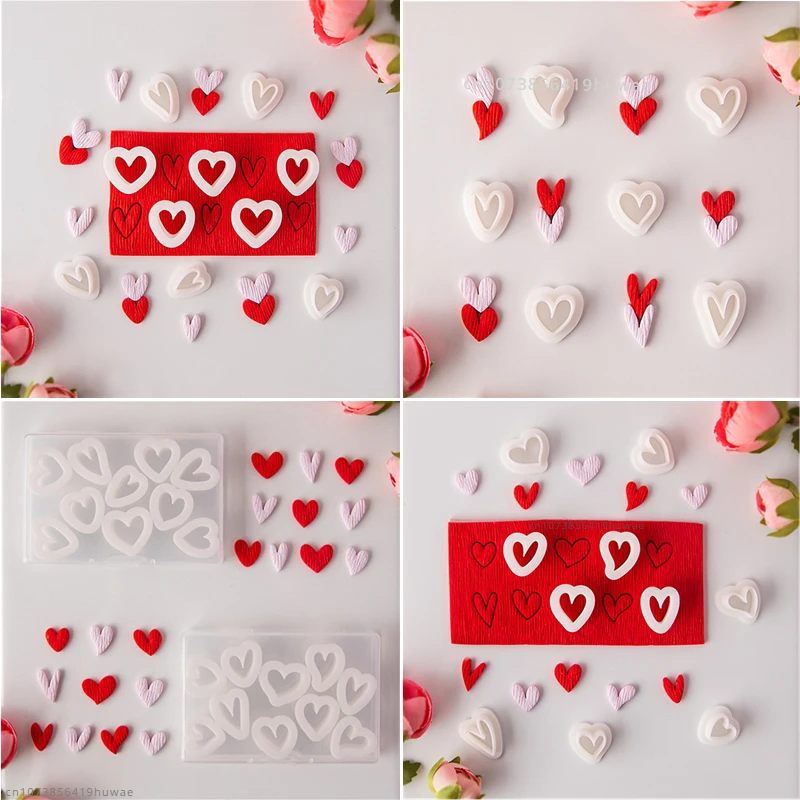10ks/box na Valentína Mini Love Heart Polymér Clay Cutters Candy Heart World Cu Tapera