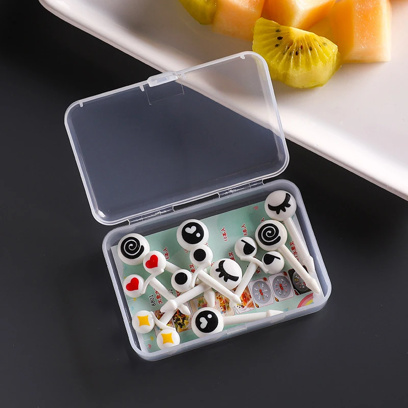 10ks/box očné ovocie vidlice Food Plast plastov mini karikatúra detský koláč ovocný špáradlo bento obed bento doplnky DECON