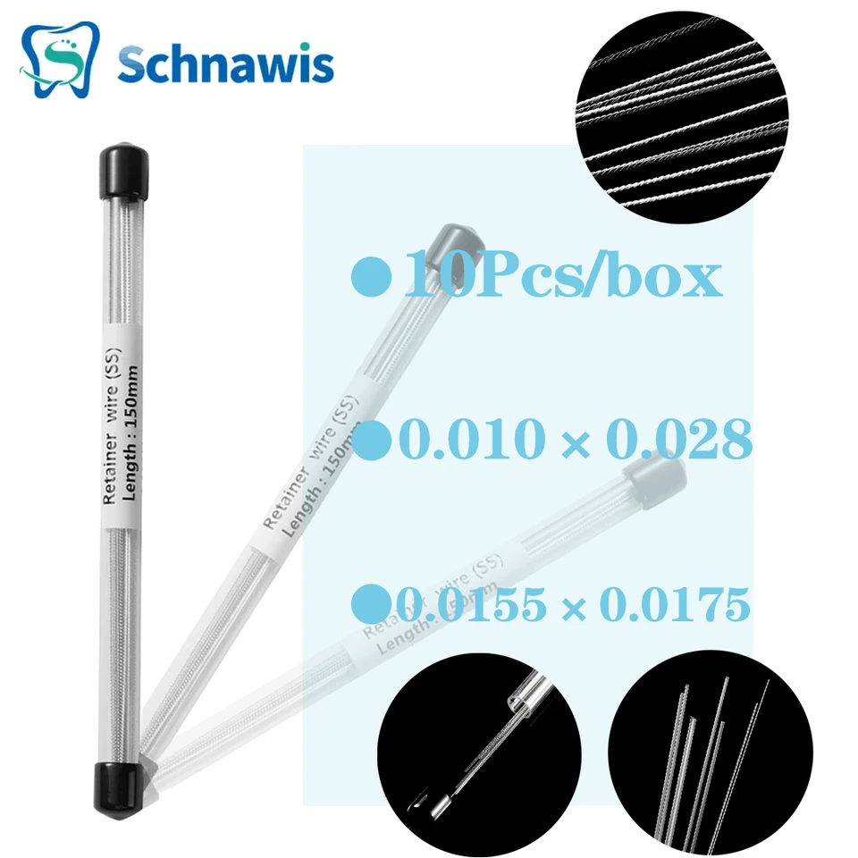 10ks /box zubná ortodontická lingválna držiak drôt SS Twist Straight Wire 0,010 *0,028 /0.0155 *0,0175 Zubné materiály