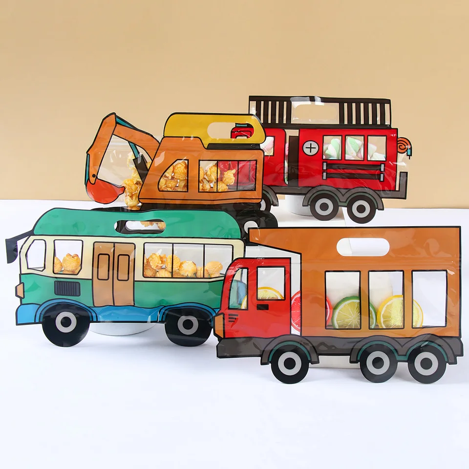10ks Candy Candy Darčekové tašky Cartoon Car Aut Bake Food Ziplock Bag Ručne vyrábané samovzovlatky balenie Cookies Cookies