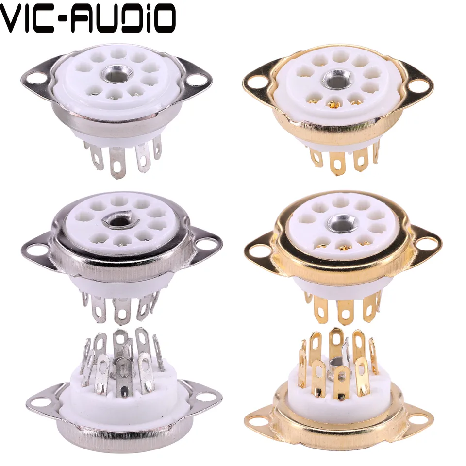 10ks Ceramic B9A 9pin Vavle Tubový soket GZC9-C pre 6DJ8 12AX7 ECC83 6922 ECC88 12AU7 Včelí zosilňovač vakcum trubice Vintage HIFI Audio Audio