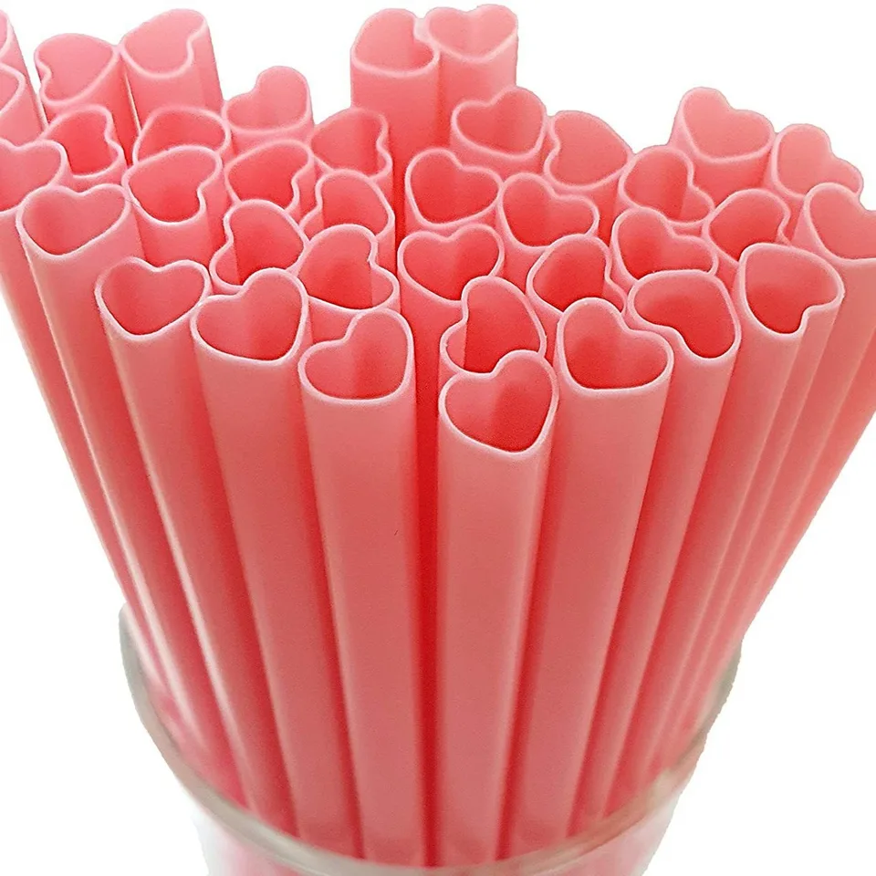 10ks Creative Heart Pink Ružová jednorazová slama nevesty Slaws Tribe Dodávky Hen Parti nevesta, aby sa stala bakalárskymi večierkami Svadobné potreby