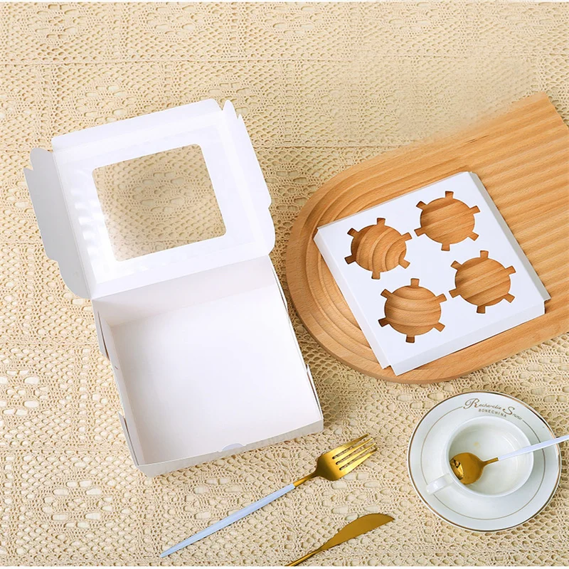 10ks Cupcake Boxes 2/4 Diera Cake Box s priehľadným držiakom koláča na sviatky na sviatky pre bábätko