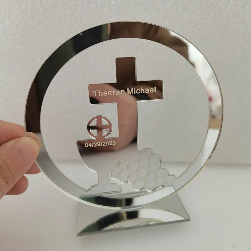 10ks Custom Cross Cross First Communion First Communion Strana uprednostňuje dekoráciu akrylového personalizovaného krstu krstu