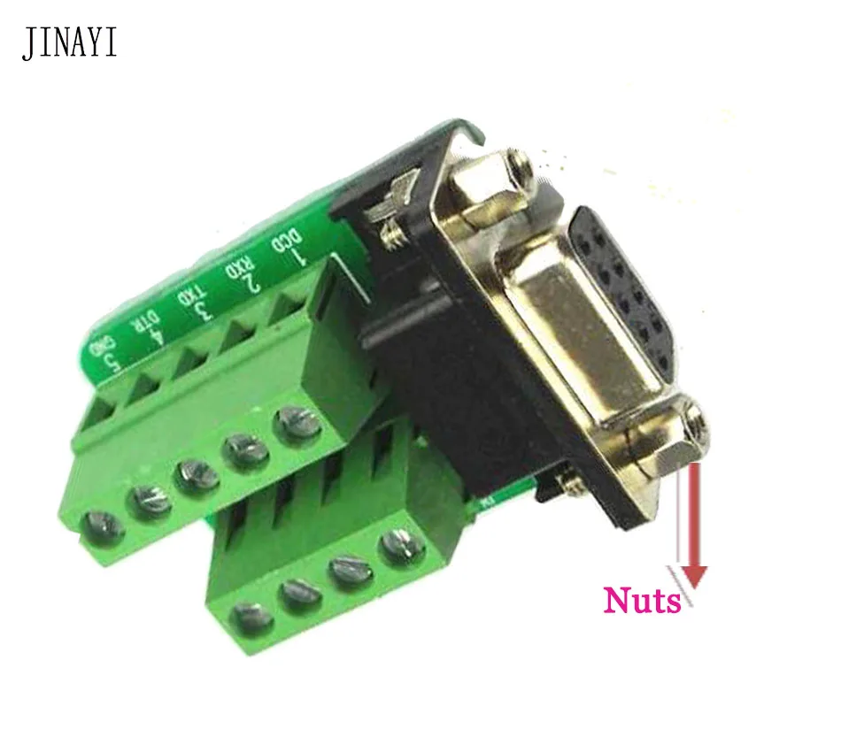 10ks DB9 Žena 9 PIN DR9 DR9 Serial Port Breakout Terminál Typ konektora s izolačnou rohožou