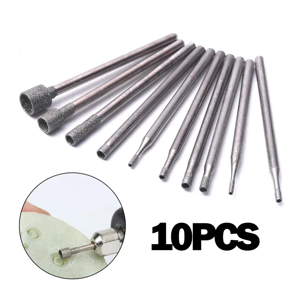 10ks Diamond Burr Burr Core Kit 0,8-5 mm 2,35 mm drieku Diamond Burr Burr Core Bits Grinding Rotary Tool 42-45 mm dĺžka