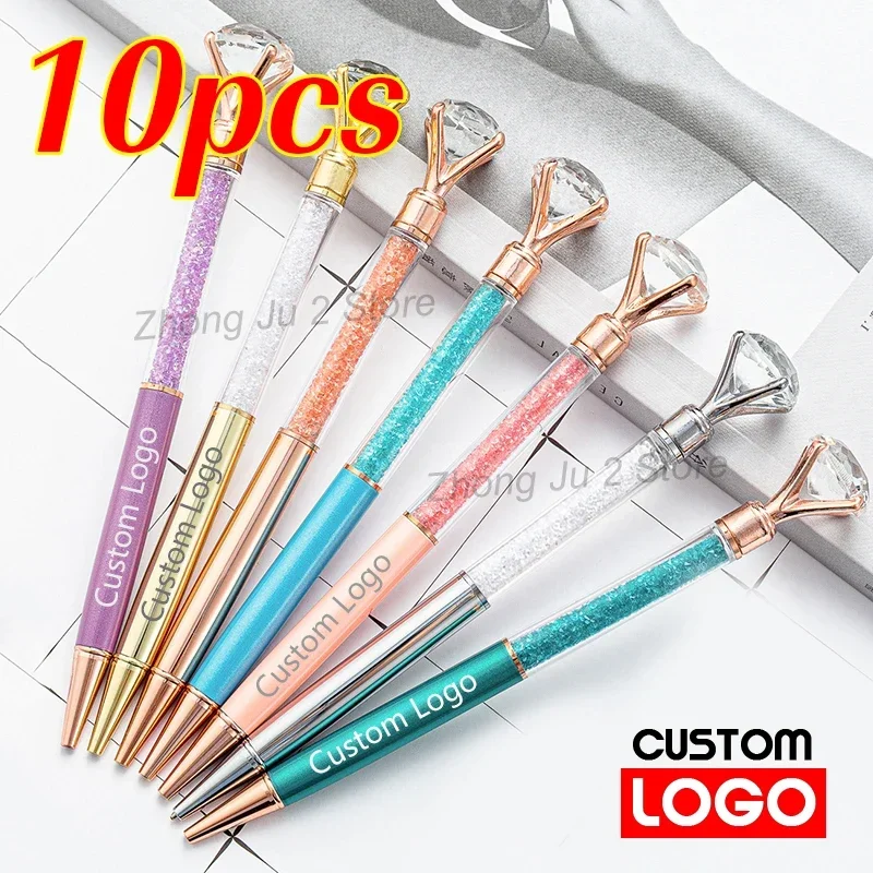 10ks Diamond Metal Ballpoint Pen New Crystal Diamond Pen Vlastné logo Študent Darček Kreatívna reklama