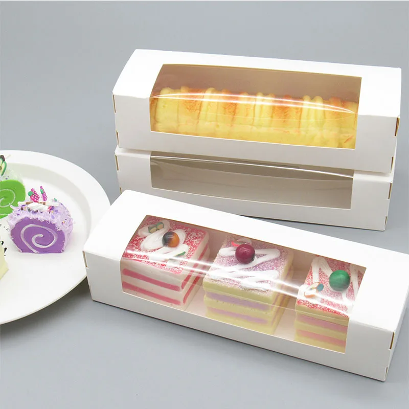 10ks Dim Sum Balenie Box Okno Obdĺžnikový darčekový box pre pekárne Cookies Cookies Dezert Dessert Packaging Paper Box pre pečivo