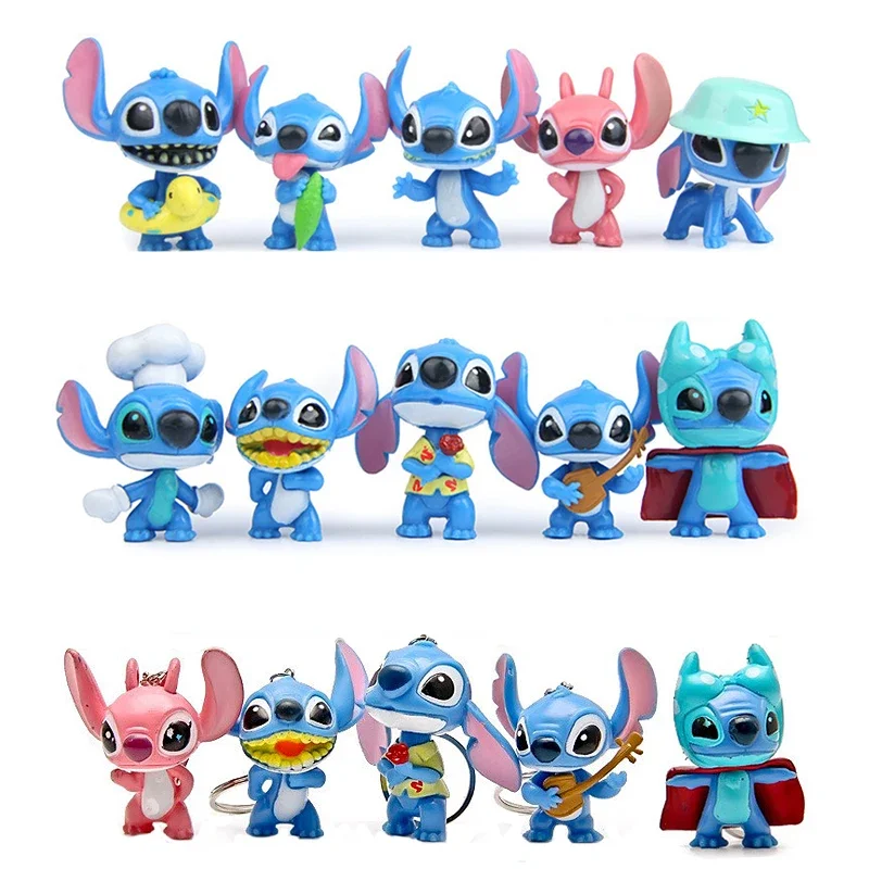10ks Disney Lilo steh anime figúrky akcie figura kľúče kľúče prívesok Ornament Dolls Collection Model Stitch Hračky pre deti darček
