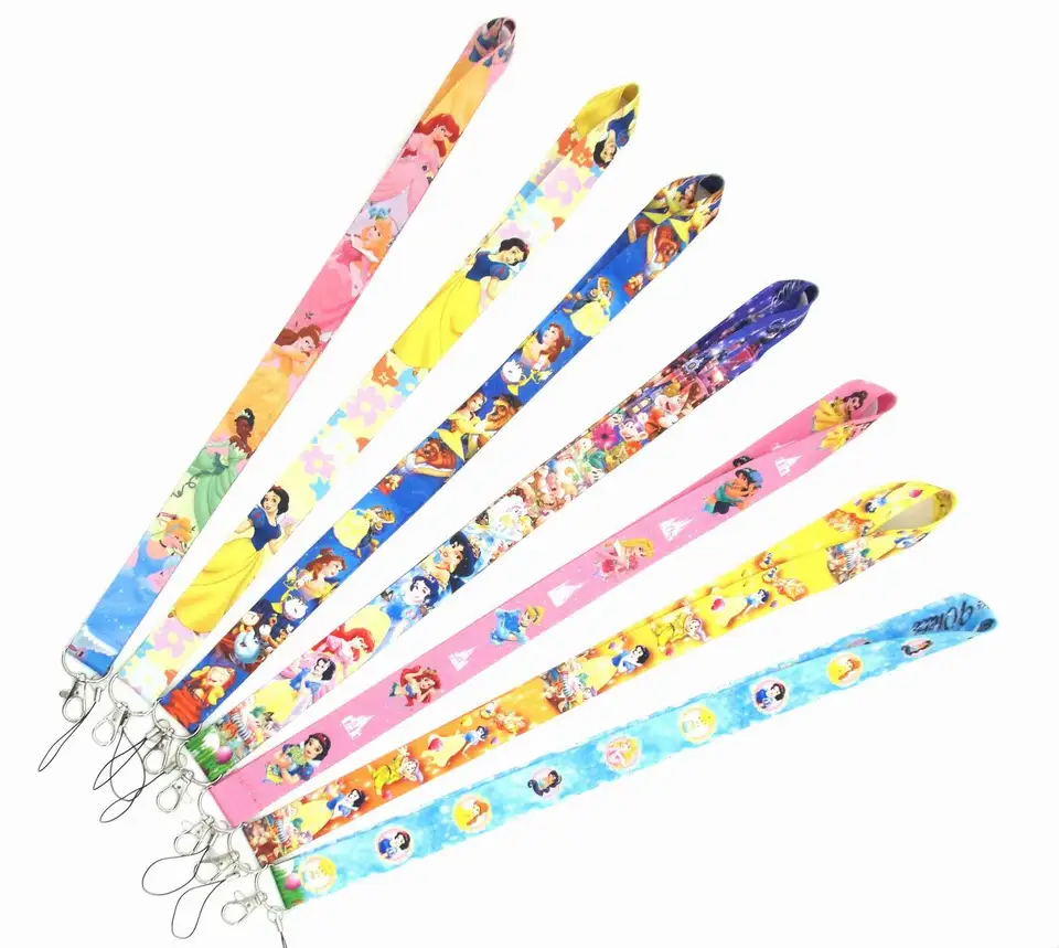 10ks Disney Snehulienka Snehulienka Mermaid Princess Keychain Lanyards for Keys ID odznak ID mobilného telefónu lano krku popruhy Darčeky Darčeky