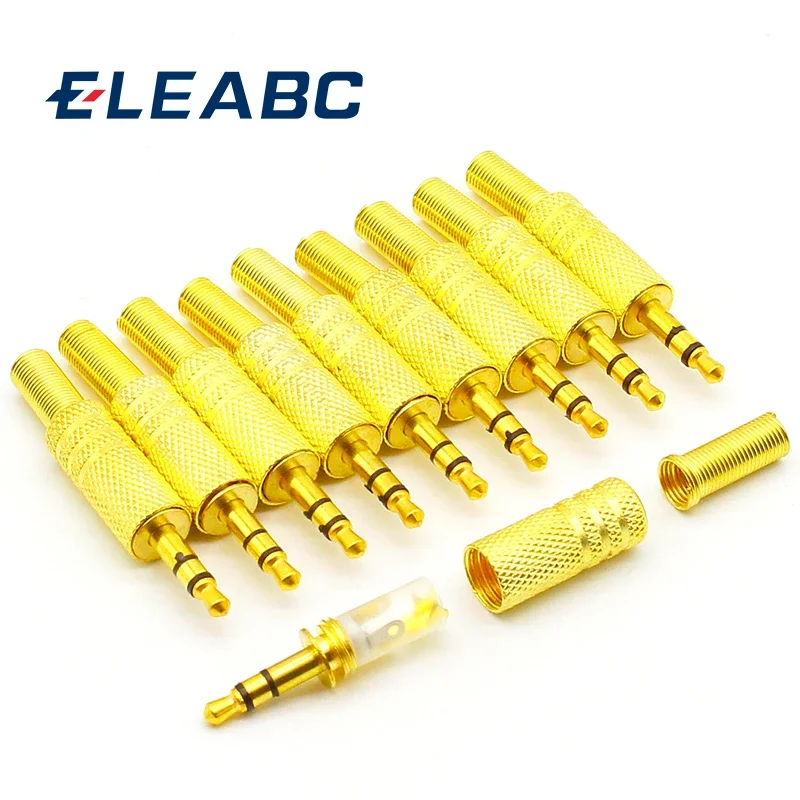 10ks/dávka Zlatá 3,5 mm zástrčka RCA Audio Connector RCA Audio Plug 3.5