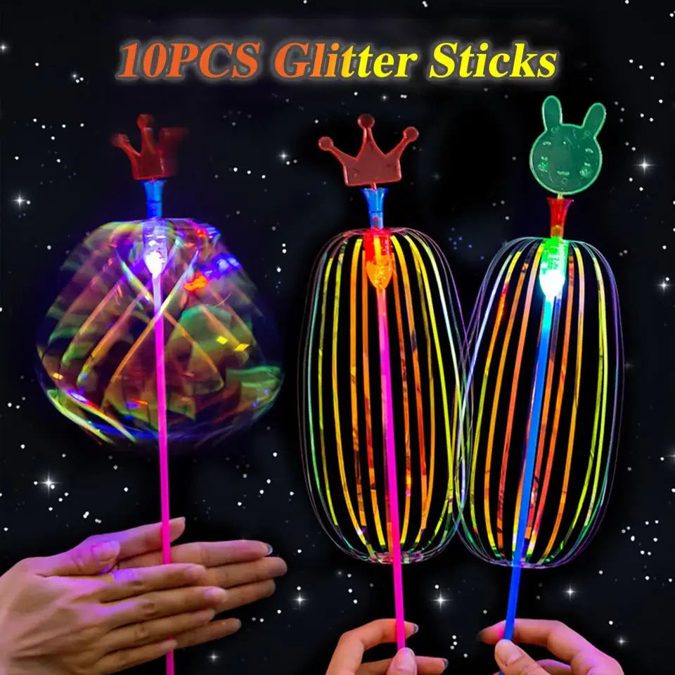 10ks dúhová twirler palica večierok bubble prútik twirl twirl vírivo Variabilné Twirler Stick rave hračky party vtipné nočné dúhová palica