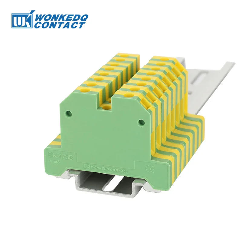 10ks EK4/35 Univerzálne skrutkové pripojenie Zem Zem SAK 4 mm² drôtový elektrický konektor DIN Rail Terminal Block EK 4/35