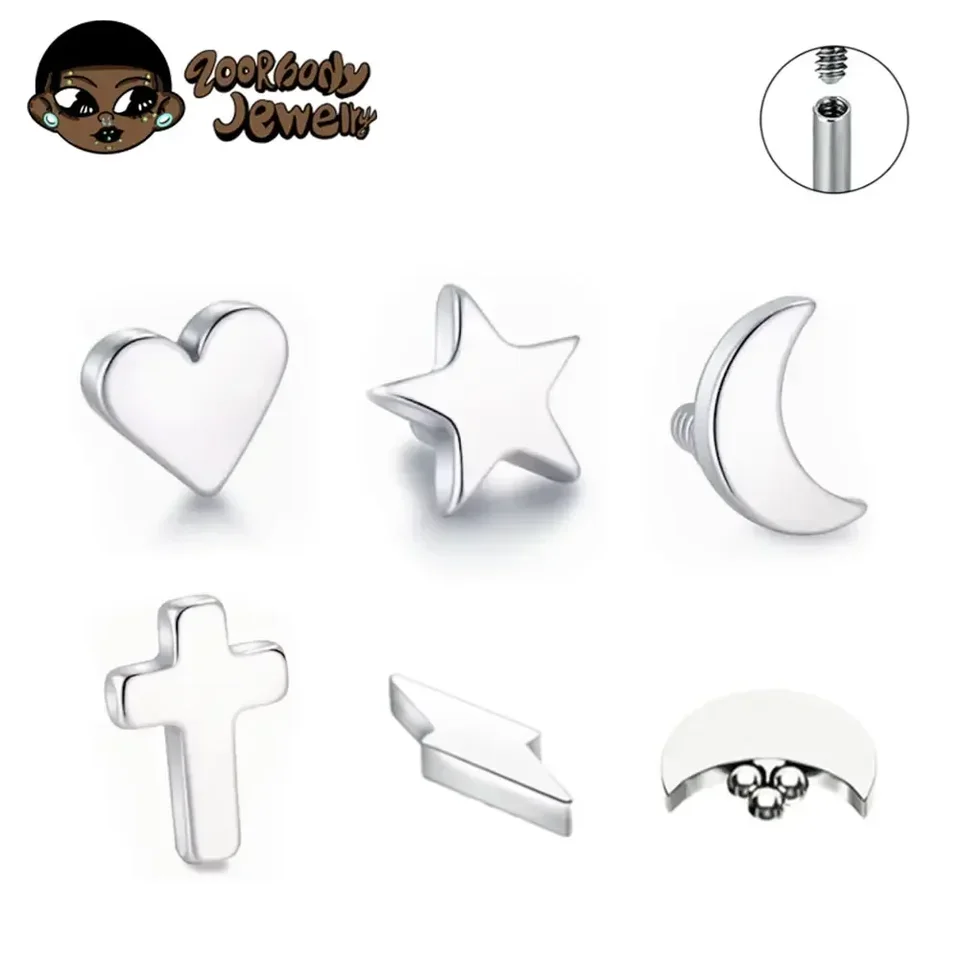 10ks F136 Titanium Star Moon Micro Dermálna kotva piercing Top pokožka potápač povrchový labret jazyk jazyk Piercing Body šperky