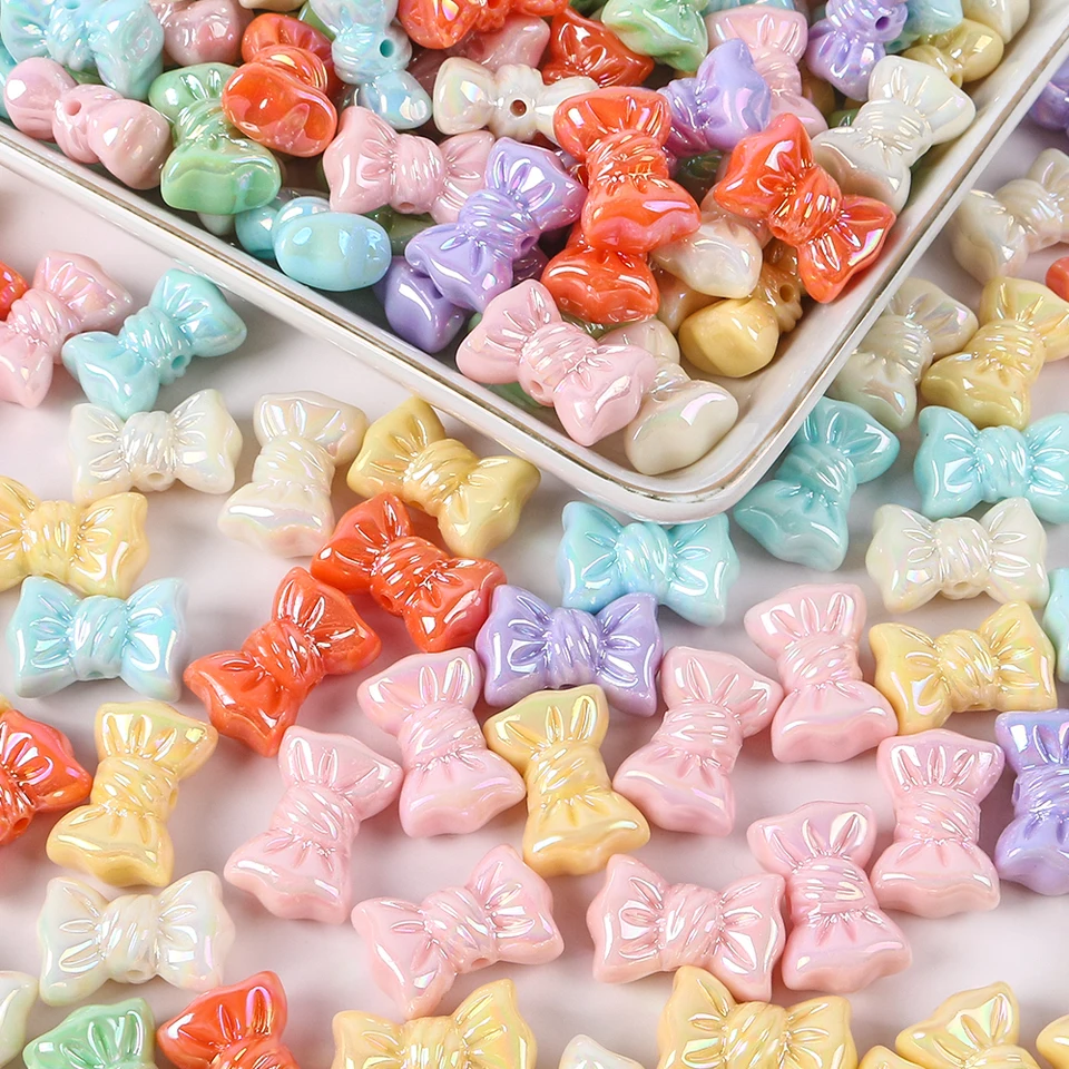 10ks farebné AB Bowknot Pleskové koráliky motýliky akrylové korálky pre šperky výroby DIY náramky Náušnice Náušnice Rukoviny
