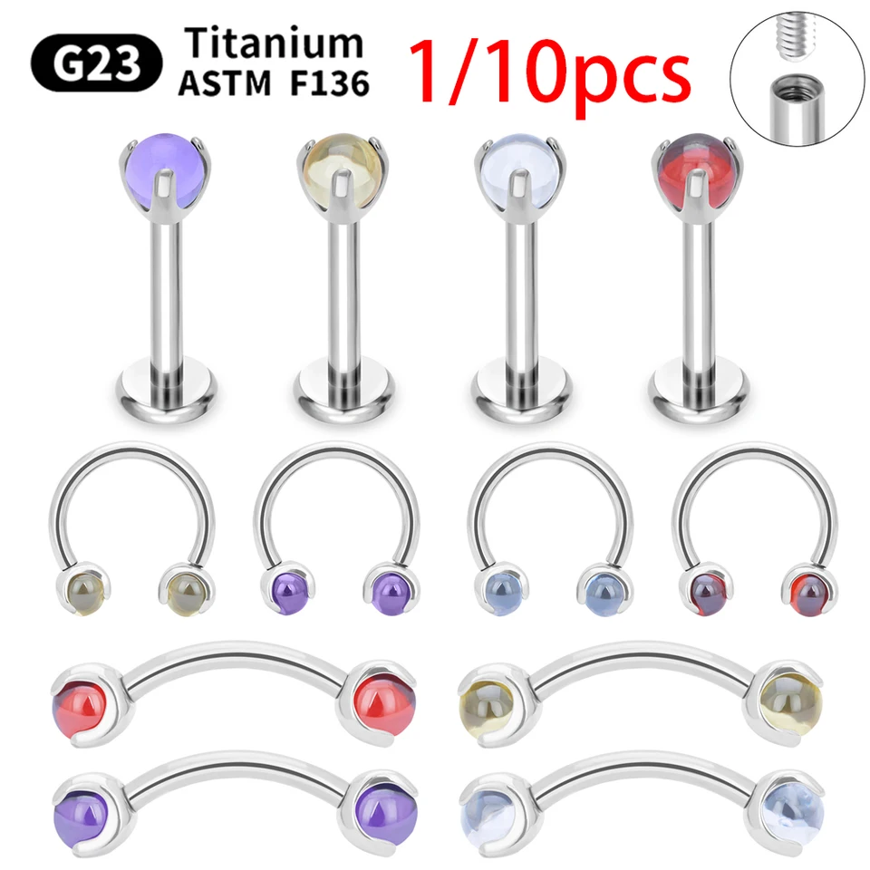 10ks g23 titánový piercing labret pier pier šperky šperky obočie nosný prsteň c prúty