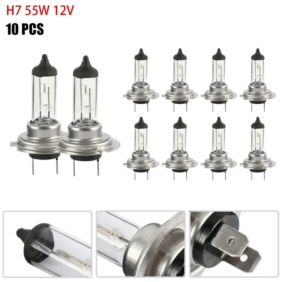 10ks H7 55W 12V Halogénové svetlomet žiarovky Super biele autá Žiarovka Highlight High & Low Beam 6000K Automobilové svetlomety U U U