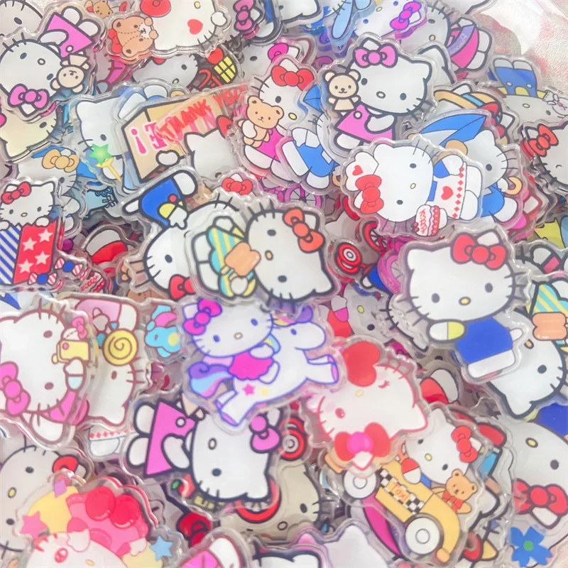 10ks Hello Kitty akrylové ploché kajuty Zhruba karikatúra Anime príslušenstvo ručne vyrábané DIY Dodávky Šperky doplnky