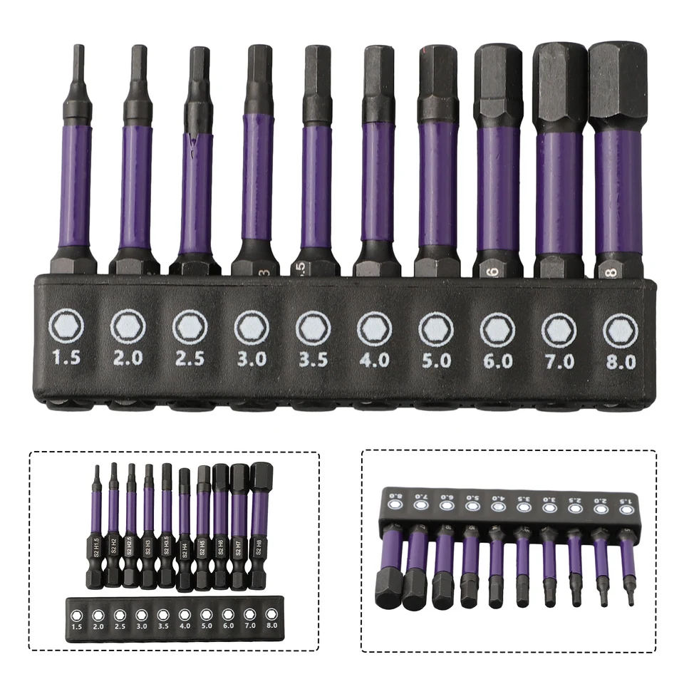 10ks Hex Hex Head Wrench Bit s bit s skrutkovacími bitmi držiak set 1/4 
