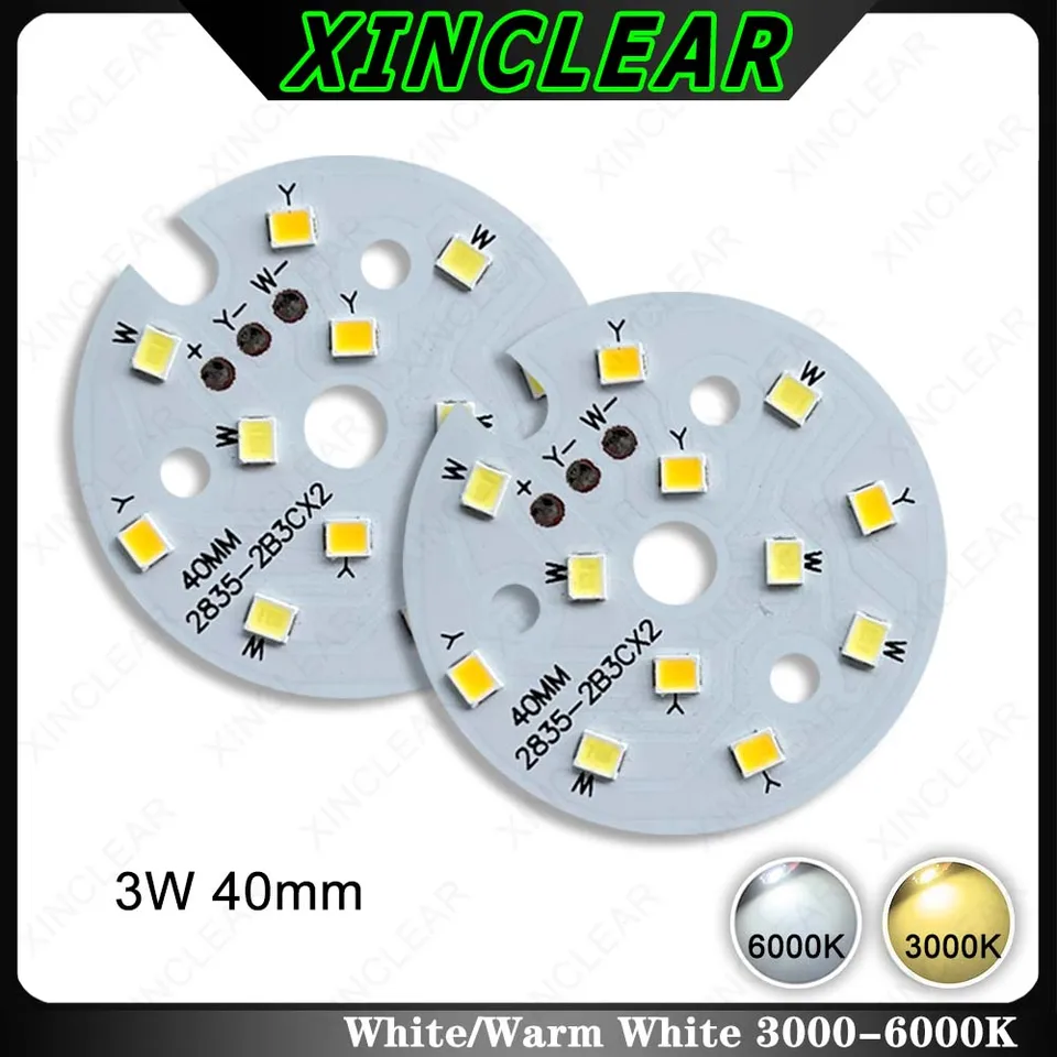 10ks High Bright LED doska 3W Warm White 9-11V Dve farby SMD COB 2835 Lampa Lampa Dia 40 mm PCB pre DIY Spotlight Downlight