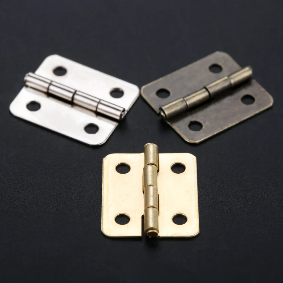 10ks Hinges W/Screck Fillet strieborný/starožitný bronz/zlato 4 jamky 18*16 mm dekor skrinky Drevená škatuľka šperky víno darček vintage