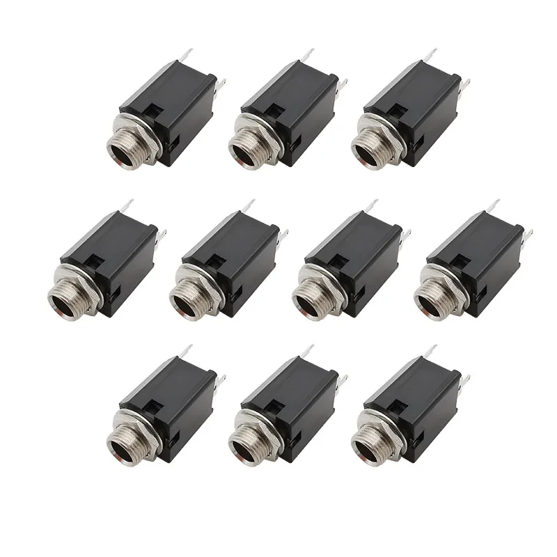 10ks Jack 6,35 mm zvukový objímka Žena 3 PIN stereofonektorový zvukový mikrofón