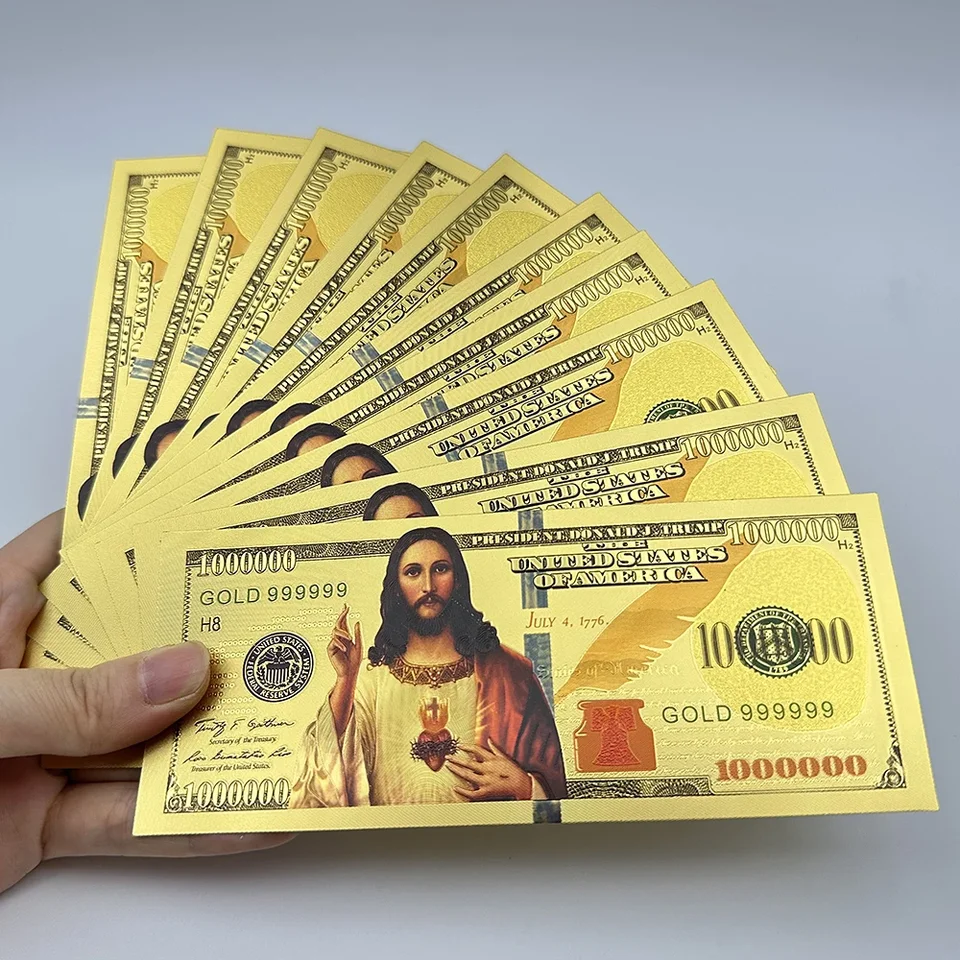 10ks Ježiš Pamätné poznámky nás jeden milión dolárov Zlato bankovky o peniaze kresťanská dekorácia suvenír