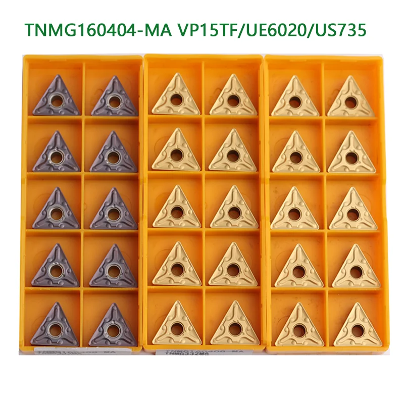 10ks karbid vložte TNMG160408 MA VP15TF US735 UE6020 TNMG160404 R ES Lathe Cutter Cutter TNMG Blade External Turning Tool