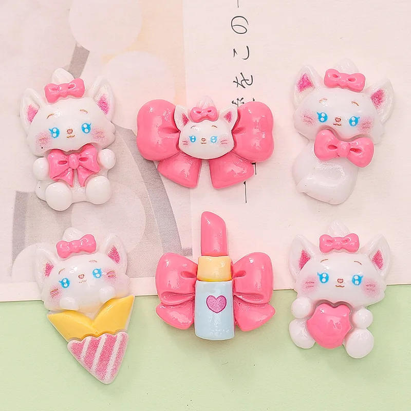 10ks kawai Cartoon Cat Ice Ice Cream Bow Animal Animal Bright Surface Reviin Clip Book Diy