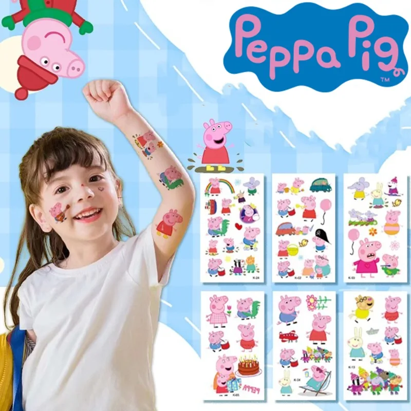 10ks kawaii hasbro peppa ošípané na tetovanie tetovanie roztomilé karikatúru Deti vodotesná nálepka hračky karikatúry deti narodeniny sviatok darček